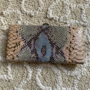 Lodis Snakeskin Wallet w/Clasp Closure